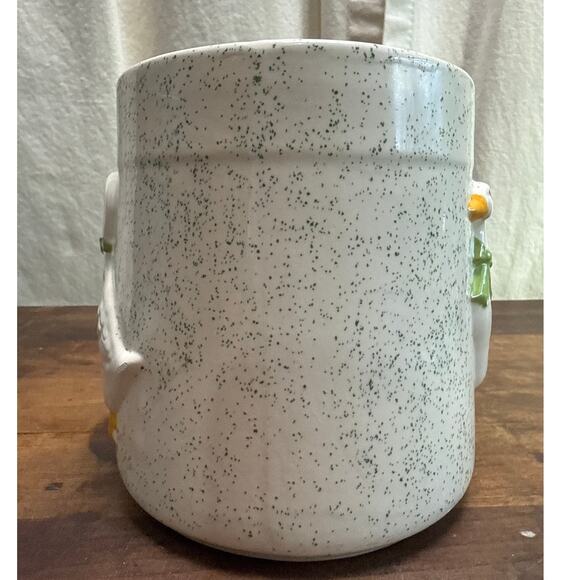 Ceramic Country Goose Blue Speckled Design Utensil Holder 90's Kitchen Decor - Picture 3 of 16